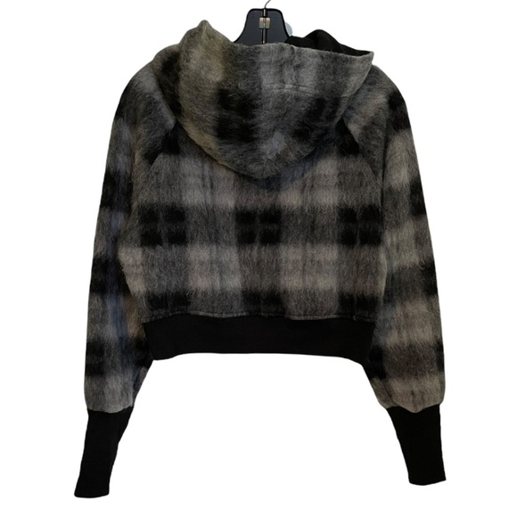 TWENTY MONTREAL CROPPED HOODIE WOOL BLEND BLACK WHITE PLAID SIZE M NWT - Picture 5 of 9